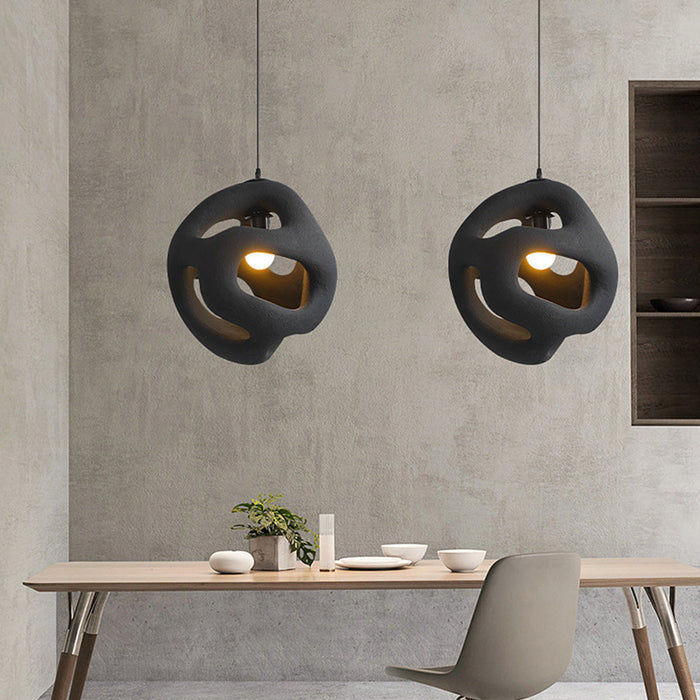 Modern Pendant Light Sculptural Black Sphere Design - Product showcase