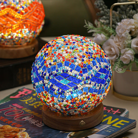 Mosaic Glass Table Lamp  Color-Changing LED Globe Design - Product detail 19