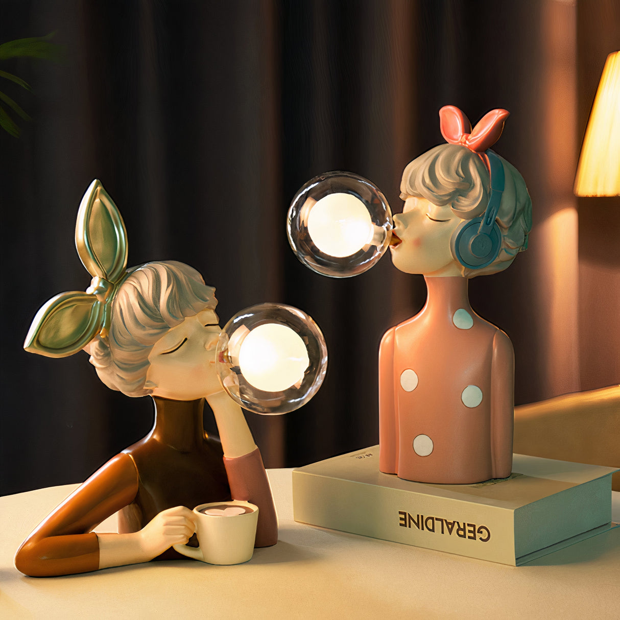 Modern Resin Table Lamp Decorative Character Design - Detailed view