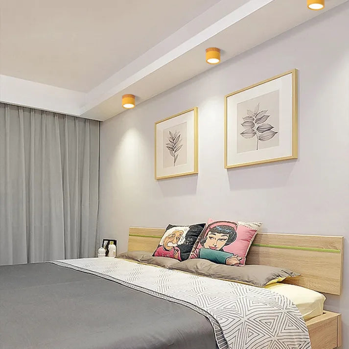 Modern LED Ceiling Light  Wood Trim Black Cylinder - Product detail 11