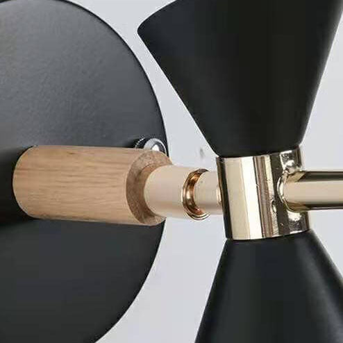 Modern Horn Wall Lamp White Metal Wood Accent - Product detail 6