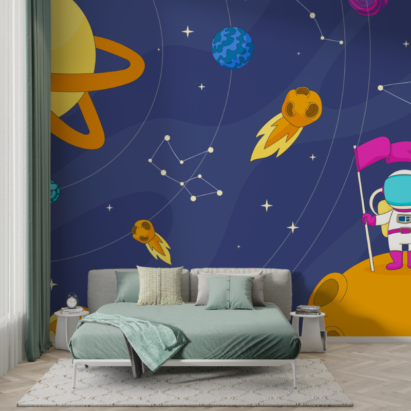 Space Mural Wallpaper | Astronaut and Planets Adventure