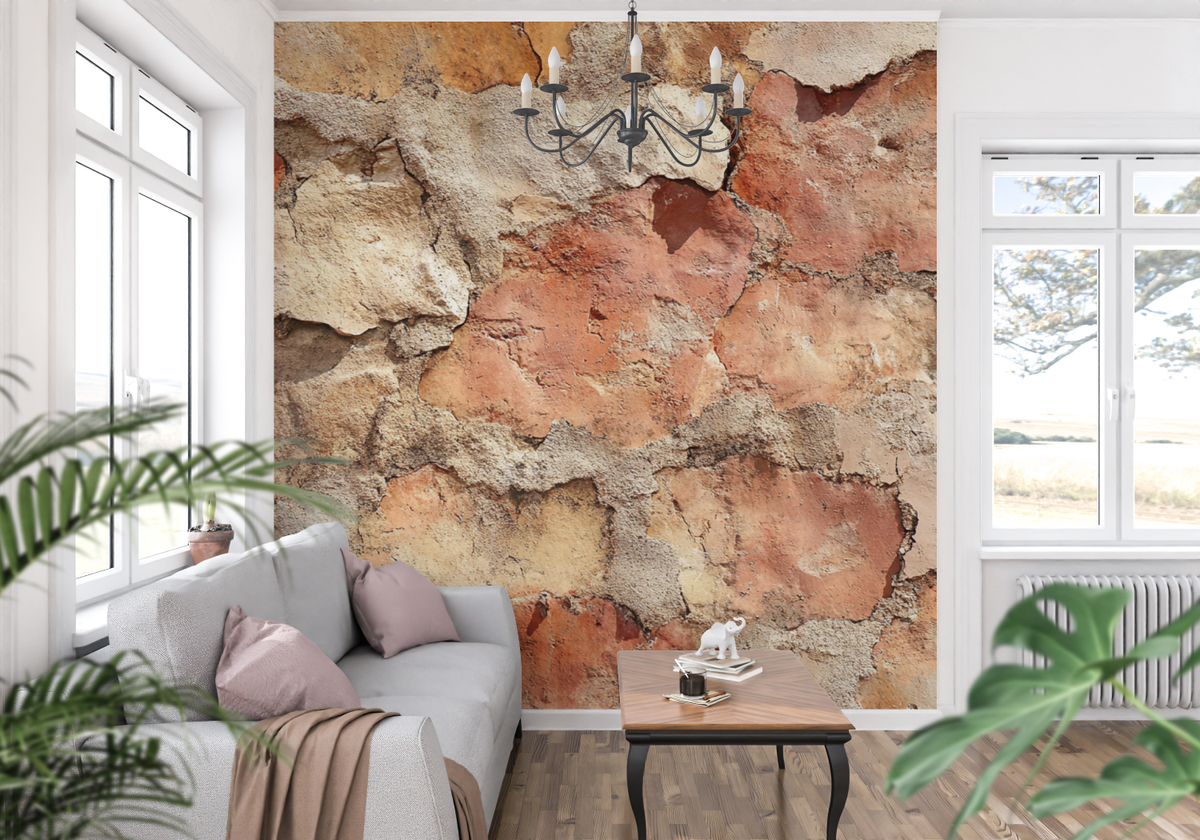 Stone Mural Wallpaper | Mediterranean Terracotta Texture