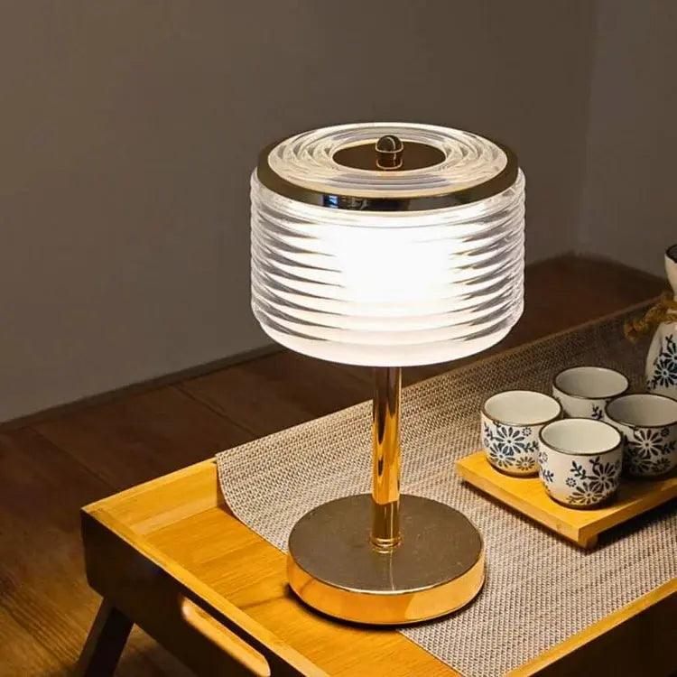 Modern Ring Table Lamp Layered Glass Shade With Gold Base - Product example