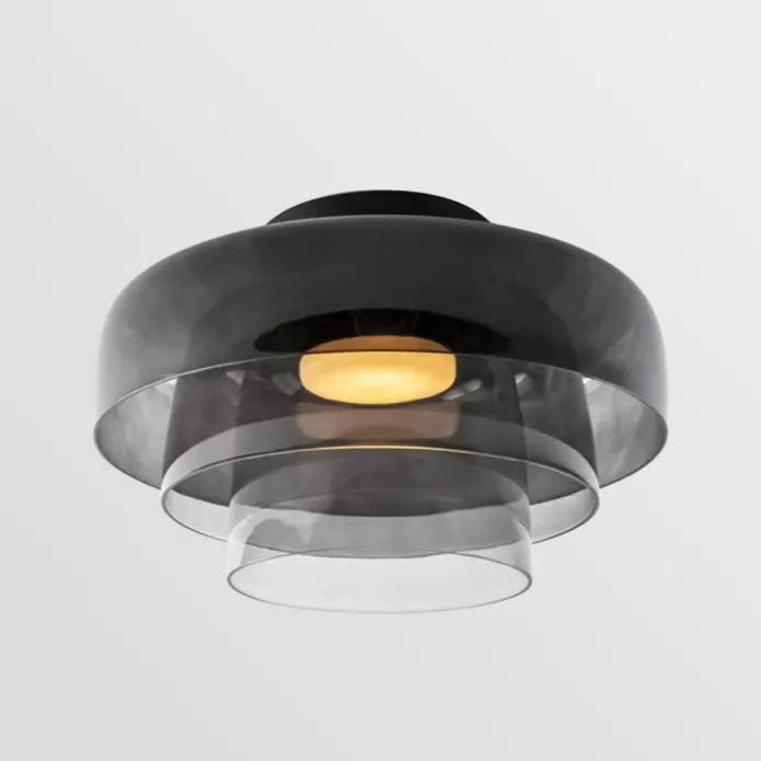 Modern Glass Ceiling Light  Layered Smoke Shade Design - Product showcase