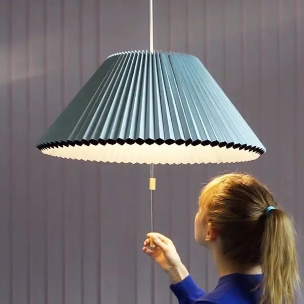 Modern Pleated Pendant Light Adjustable LED Fabric Shade - Product detail 4