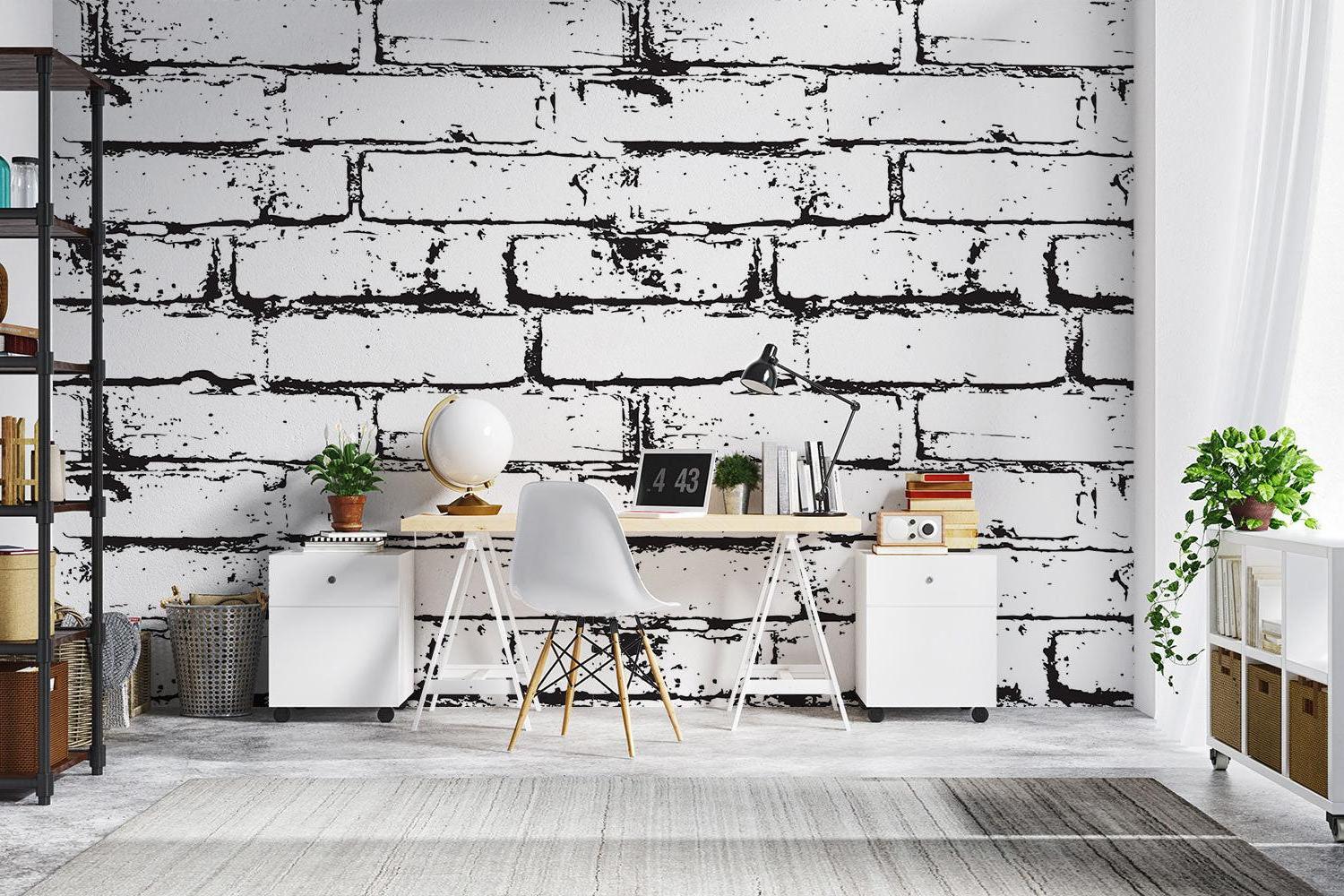 Brick Mural Wallpaper | Industrial Black and White Design