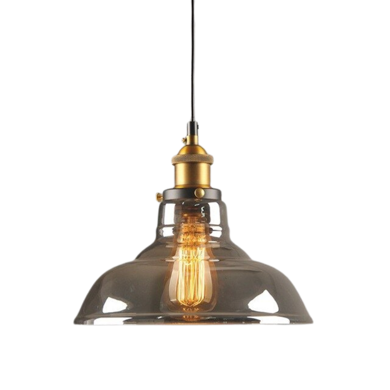 Industrial Glass Pendant Light Smoke Grey Vintage Shade - Product detail 9