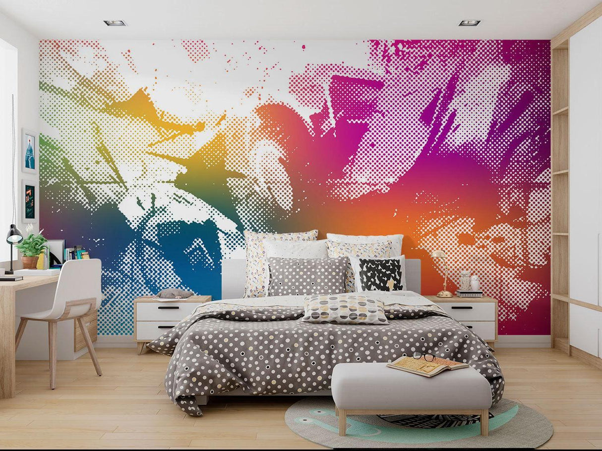 Carta da Parati Murale Astratta | Design Artistico Arcobaleno a Semitoni