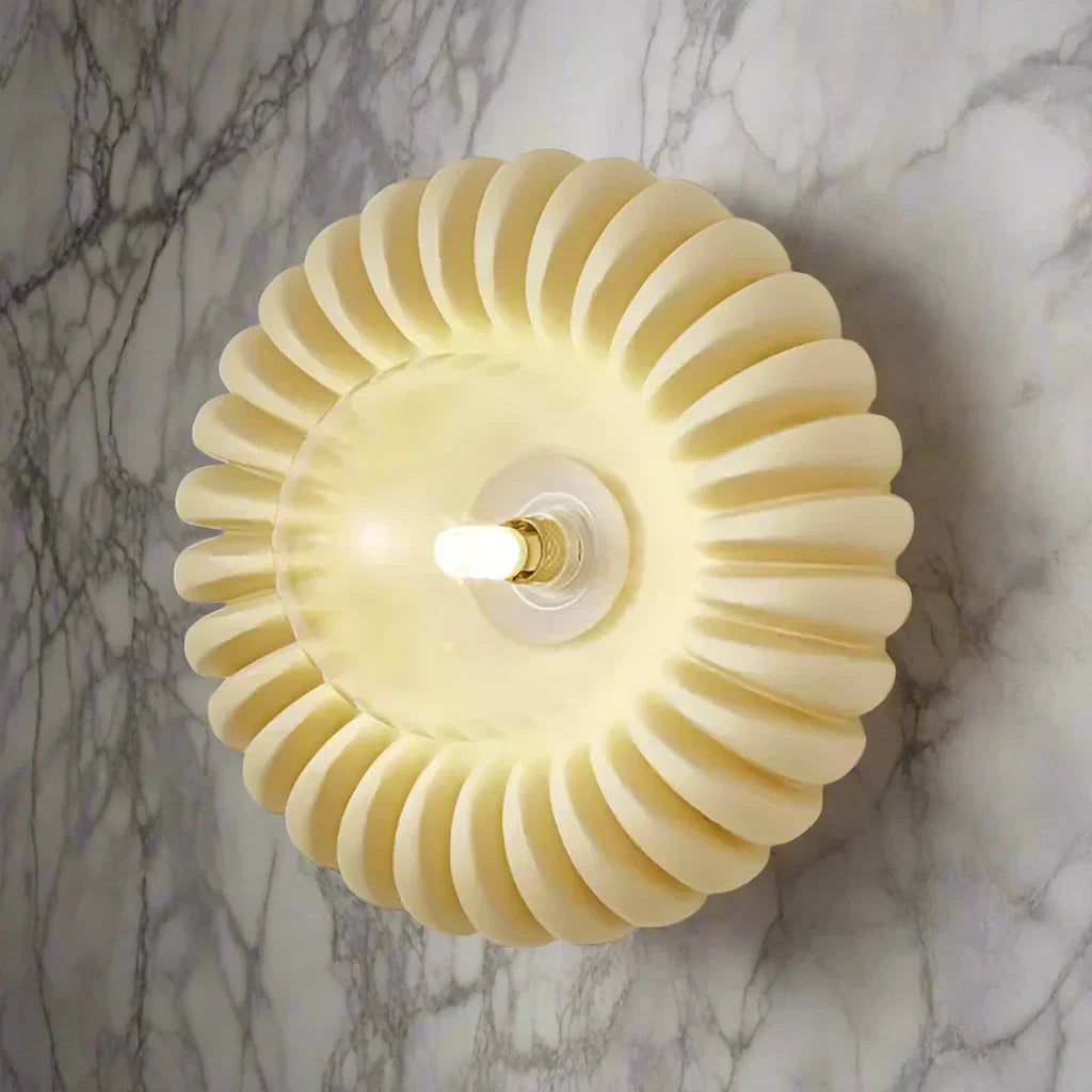 Modern Resin Wall Sconce Pleated Shell Design - Product showcase