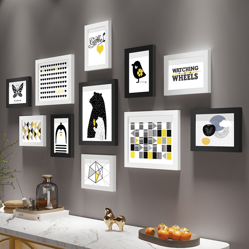 Modern Gallery Wall Frame Set  Mixed Size Black White Collection - Product detail 8