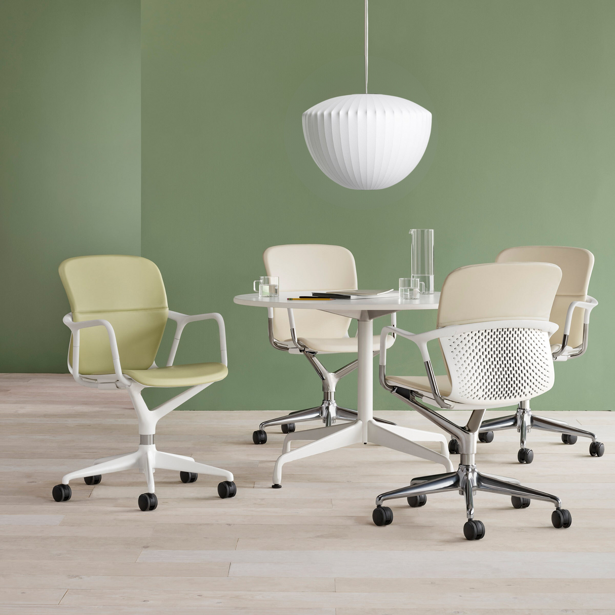 Modern Pendant Lamp Pleated White Silk Shade - Product detail 4