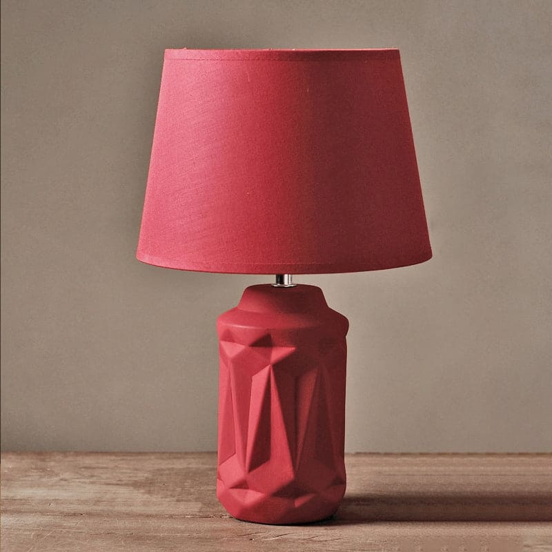 Modern Ceramic Table Lamp Geometric Red Base Design - Product showcase