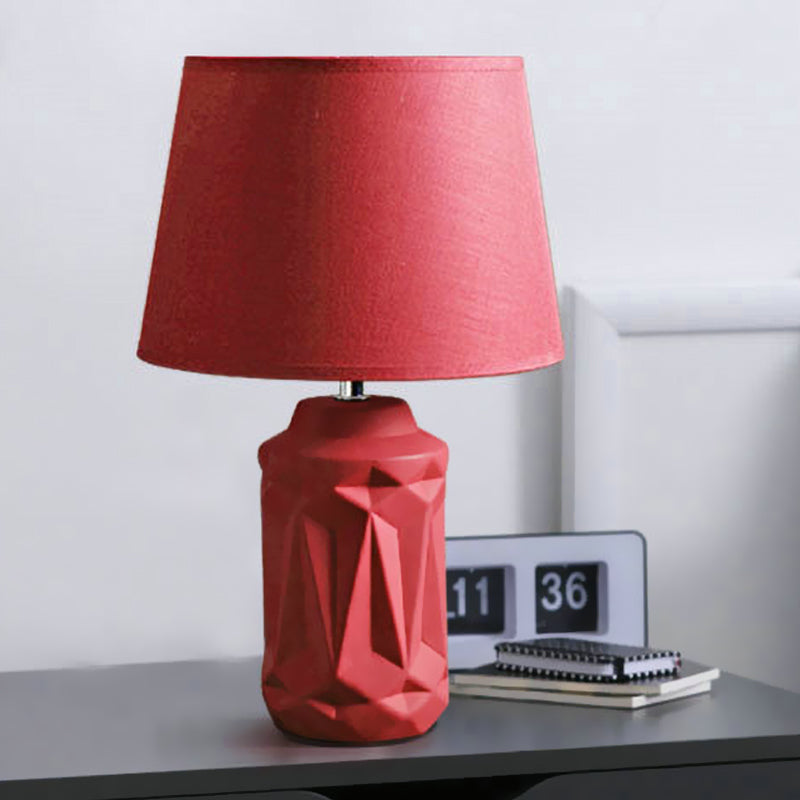 Modern Ceramic Table Lamp Geometric Red Base Design - Detailed view