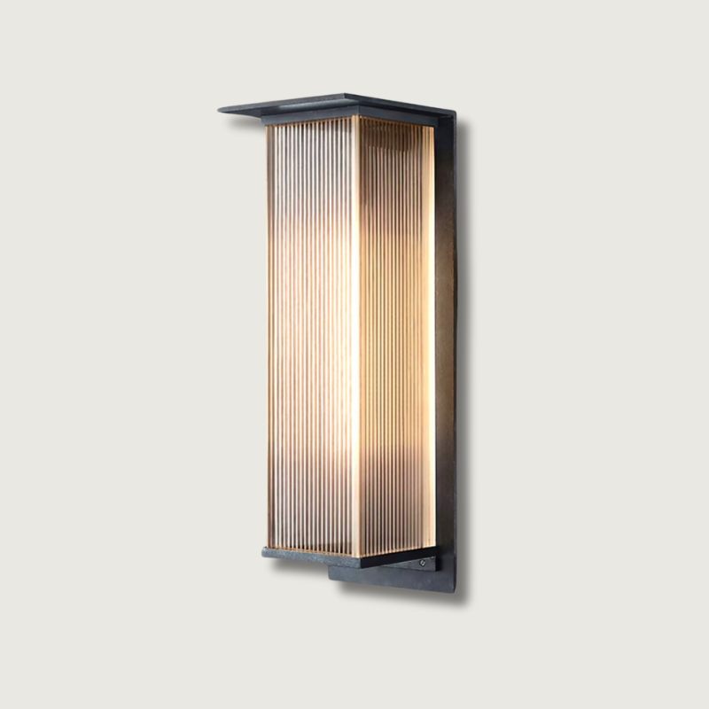 Modern LED Wall Light Ribbed Glass Outdoor Sconce - Product showcase
