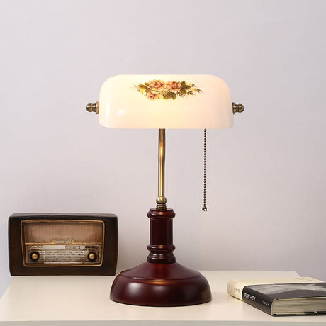 Vintage Banker Desk Lamp  Half-Cylinder Glass Shade - Product detail 4