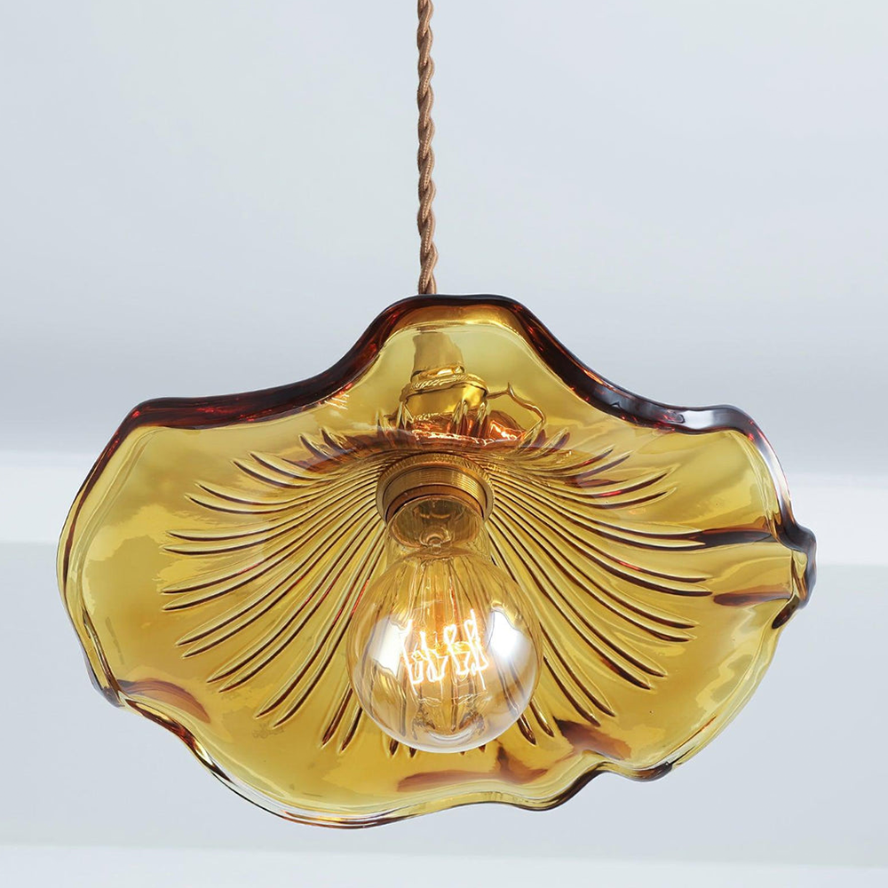 Floral Glass Pendant Light Wavy Petal Design - Product detail 11