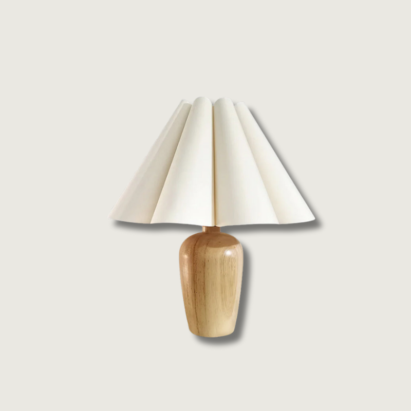 Vintage Table Lamp Pleated Shade Wood Base - Product showcase
