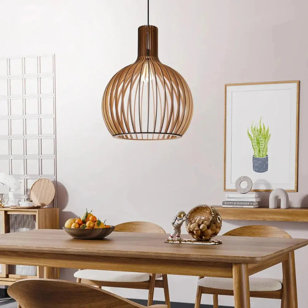 Danish Pendant Light Wooden Globe Hanging Lamp - Product detail 4