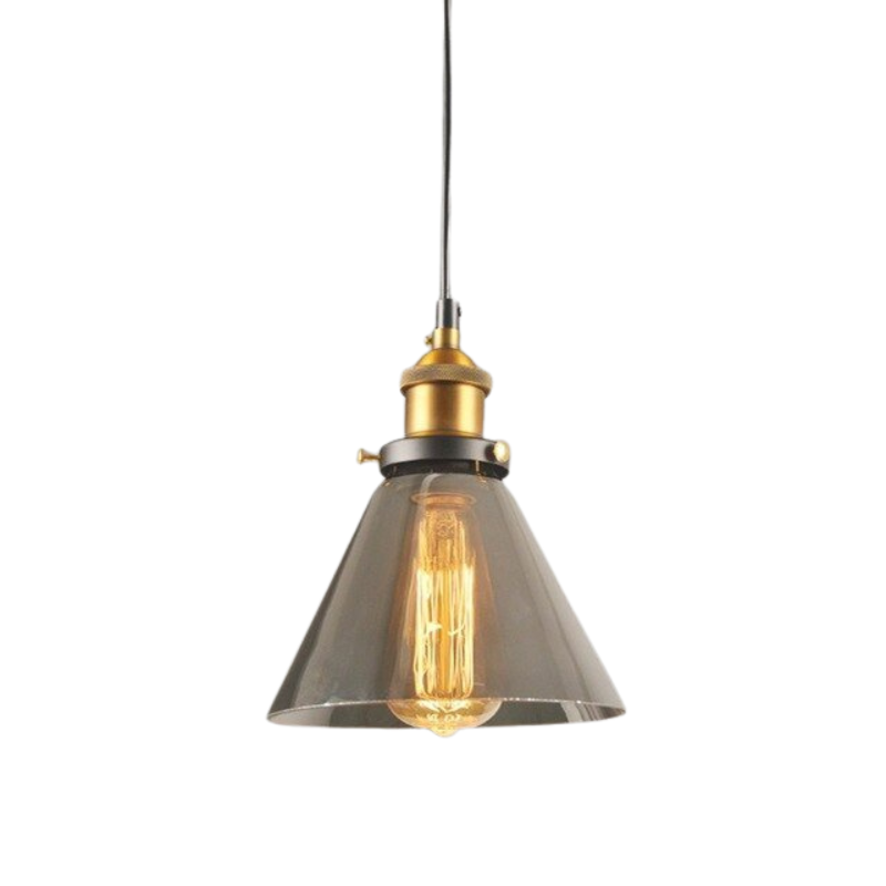 Industrial Glass Pendant Light Smoke Grey Vintage Shade - Product detail 7