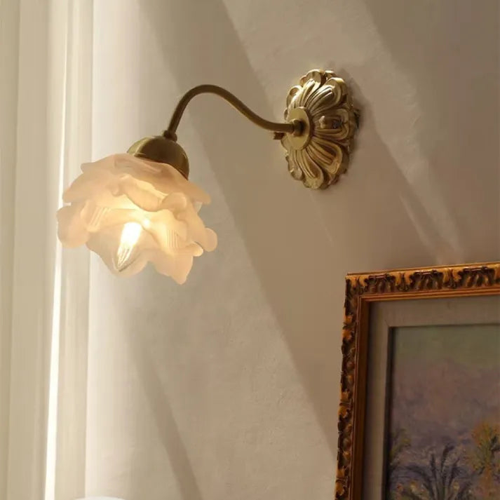 Vintage Flower Wall Light Copper Base Glass Petal Design - Product detail 5