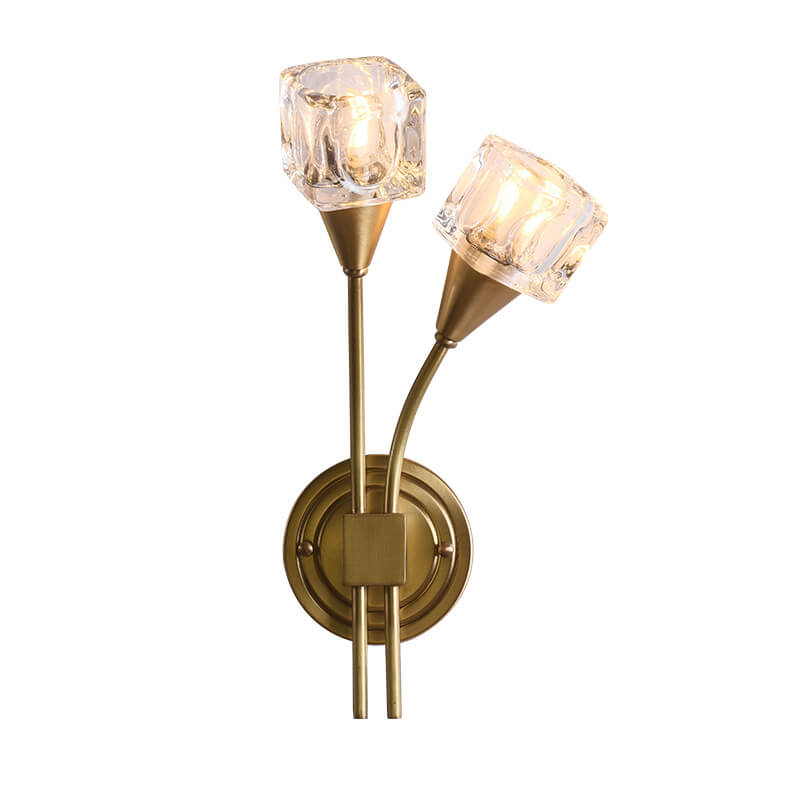 Modern Dual Wall Light Crystal Glass Brass Finish - Product detail 6