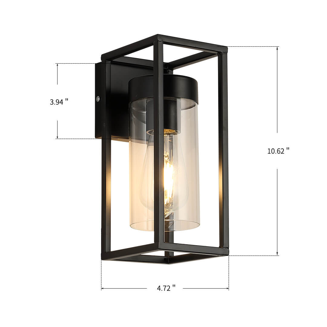 Modern Glass Wall Light Black Frame Clear Panel Design - Product example