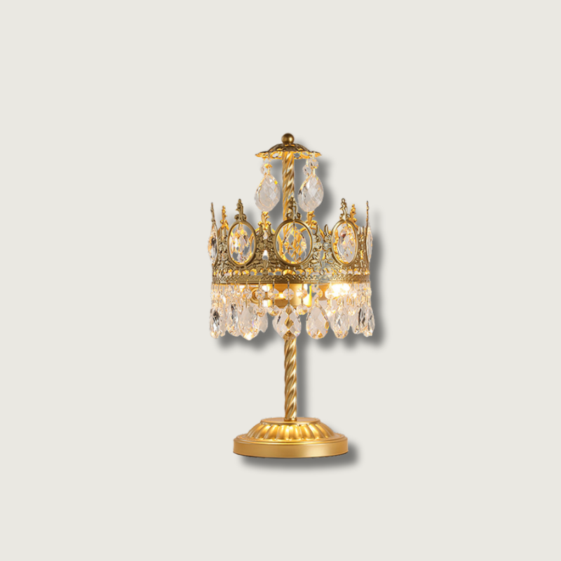 Crystal Crown Table Lamp Royal Gold Finish - Product showcase