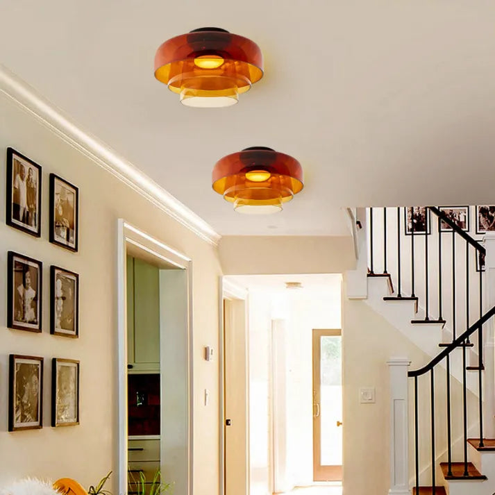 Modern Glass Ceiling Light  Layered Smoke Shade Design - Product detail 8