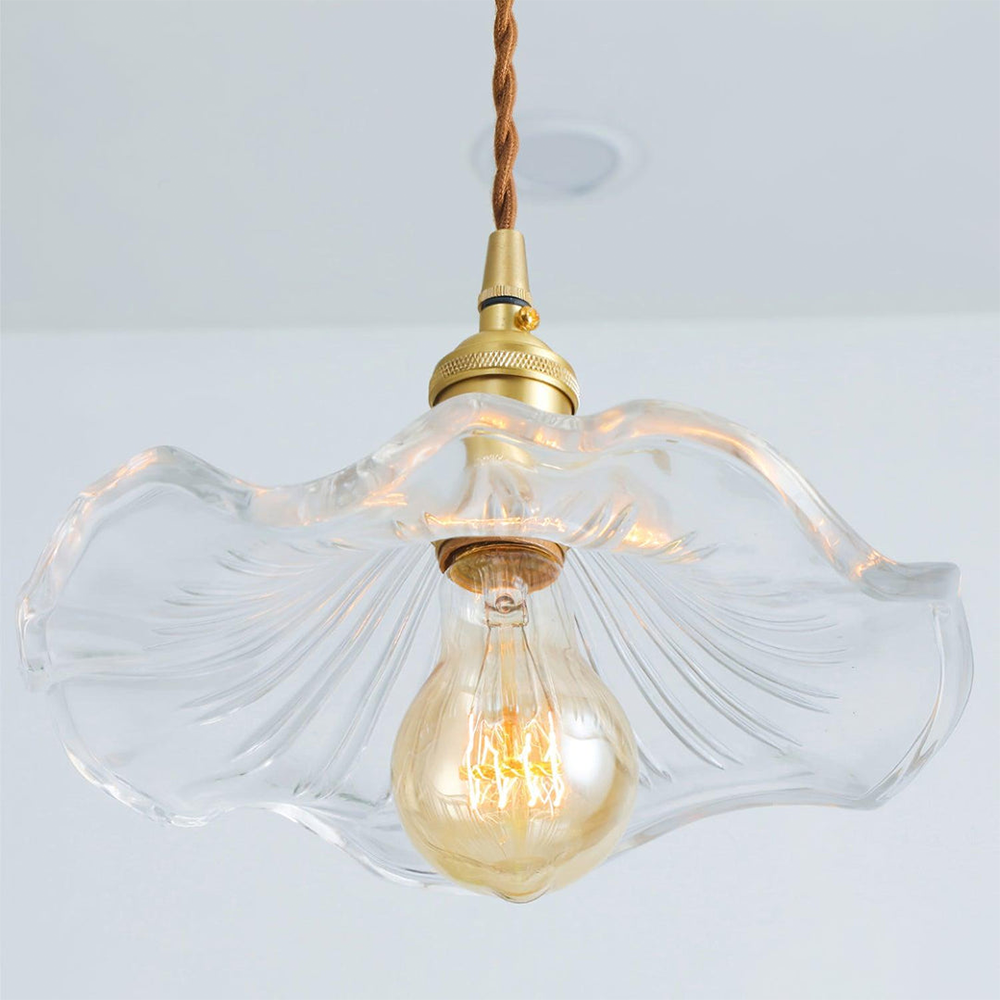 Floral Glass Pendant Light Wavy Petal Design - Product detail 9