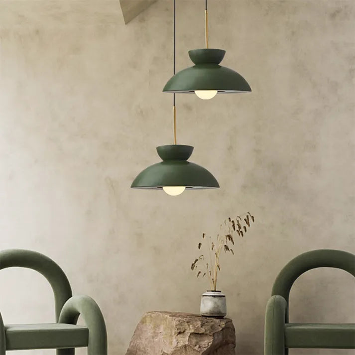 Modern Dome Pendant Light Green Metal Scandinavian Design - Product example