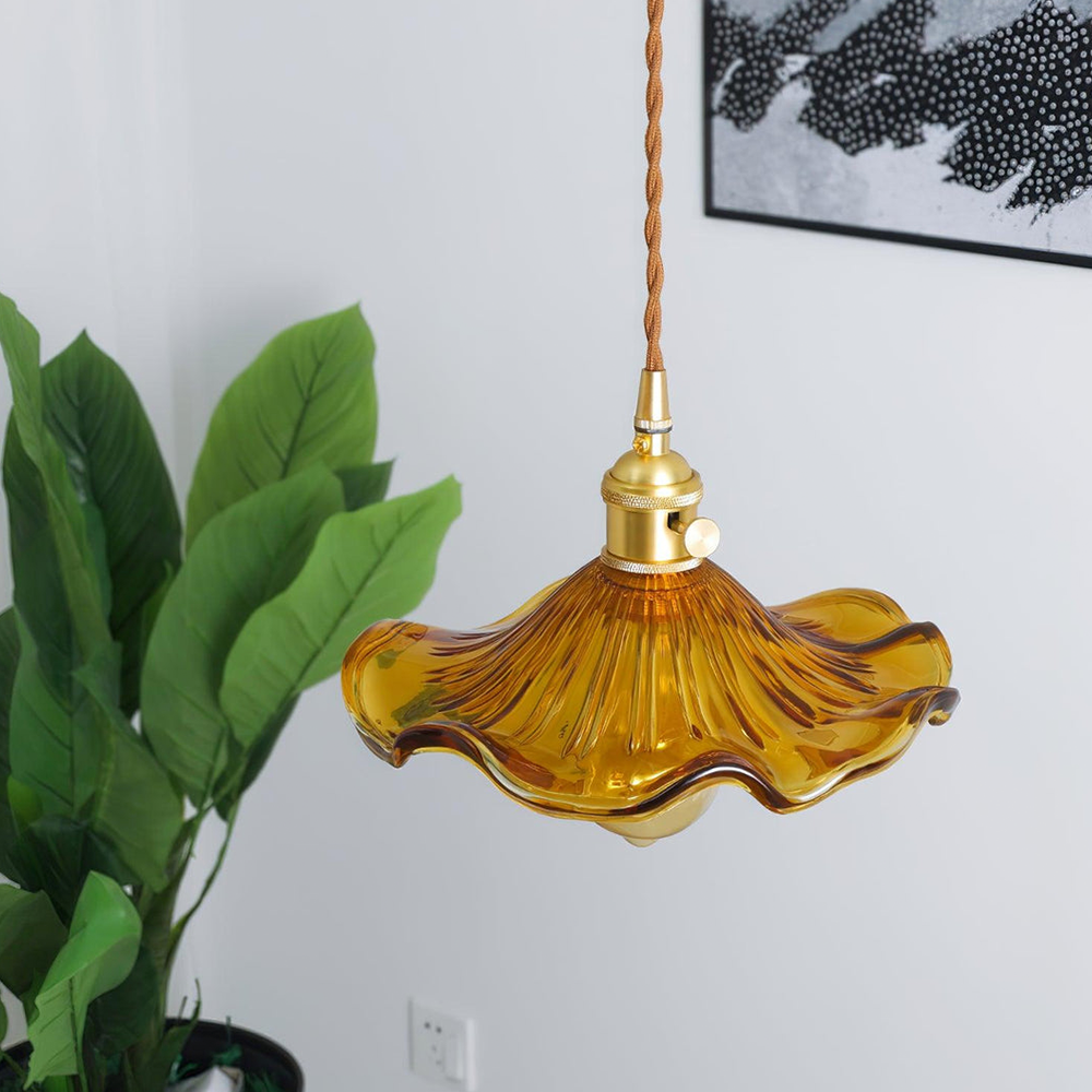 Floral Glass Pendant Light Wavy Petal Design - Product detail 10