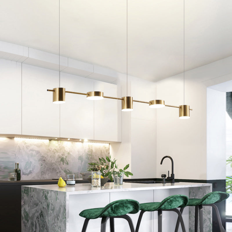 Modern Linear Pendant Light  Brass Drum Shade Design - Product detail 8
