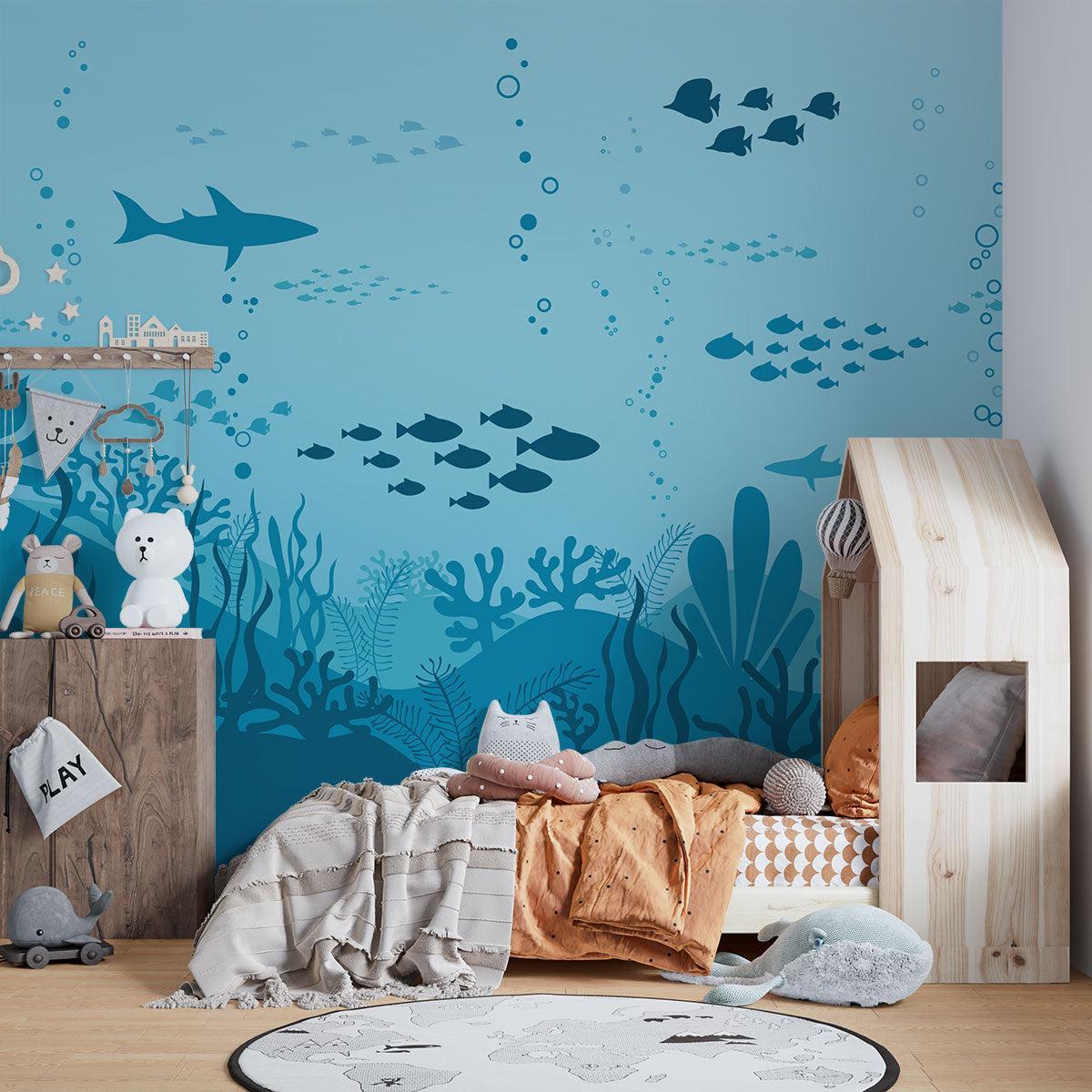 Papier Peint Mural Océan | Scène de Vie Marine Sous-Marine