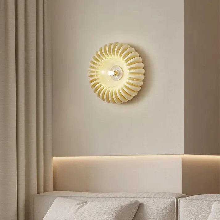 Modern Resin Wall Sconce Pleated Shell Design - Product example