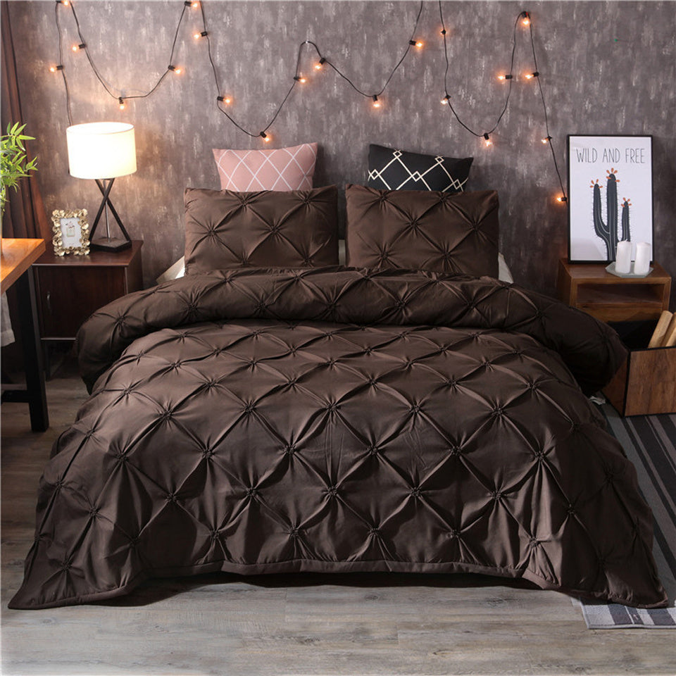 Pinch Pleat Duvet Cover Set  Diamond Pattern Bedding Collection - Detailed view
