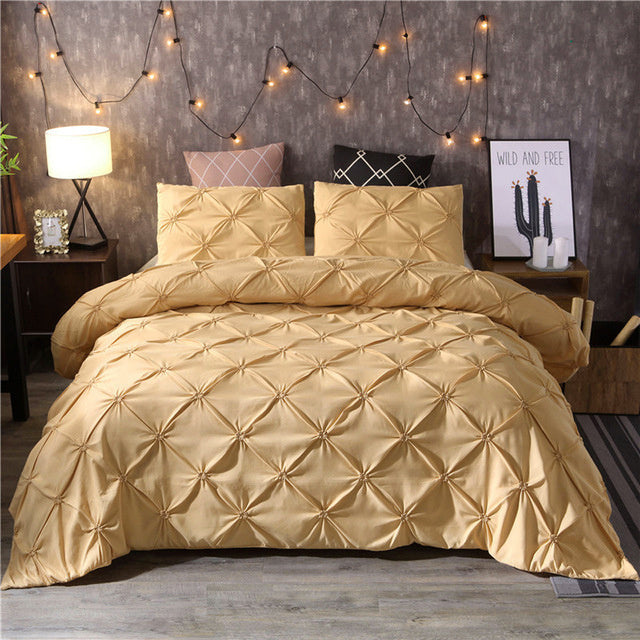 Pinch Pleat Duvet Cover Set  Diamond Pattern Bedding Collection - Product detail 9