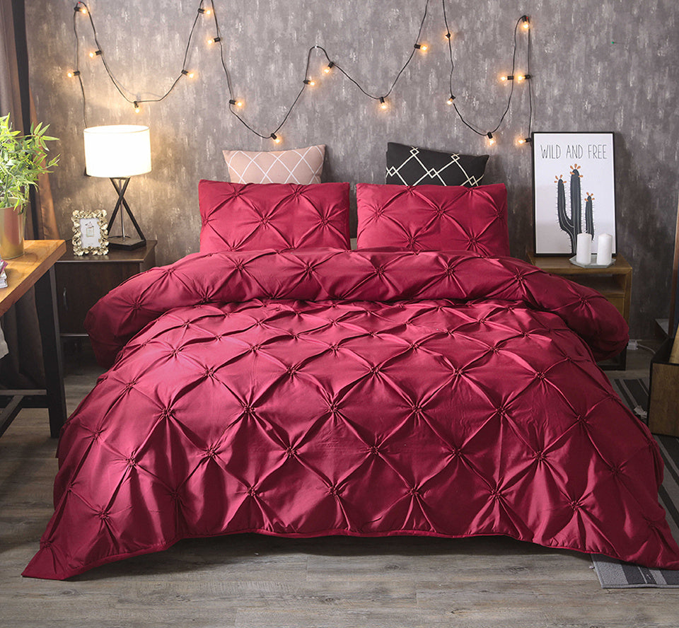 Pinch Pleat Duvet Cover Set  Diamond Pattern Bedding Collection - Product example