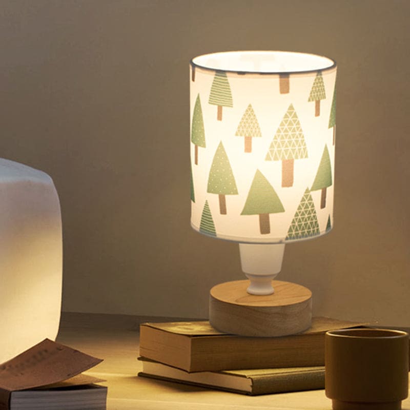 Nordic Table Lamp Woodland Pattern Shade With Wood Base - Product detail 11