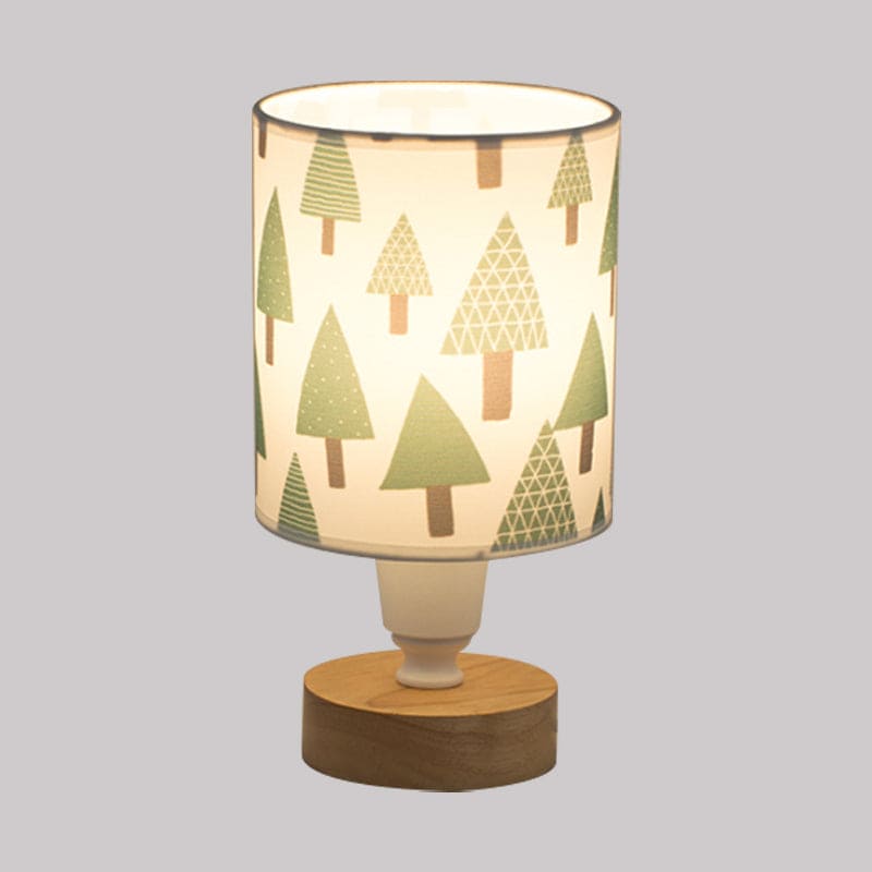 Nordic Table Lamp Woodland Pattern Shade With Wood Base - Product detail 8