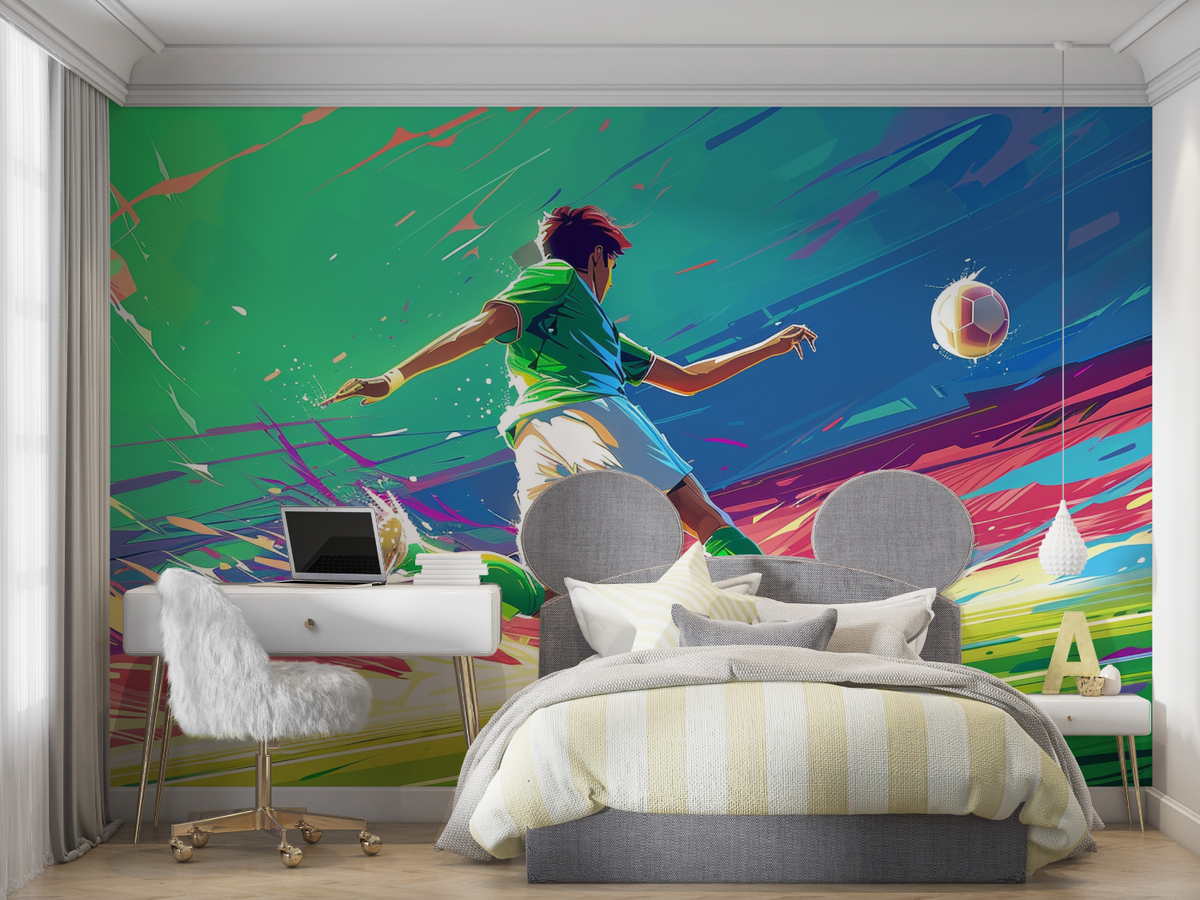 Football Mural Wallpaper | Dynamic Player in Action