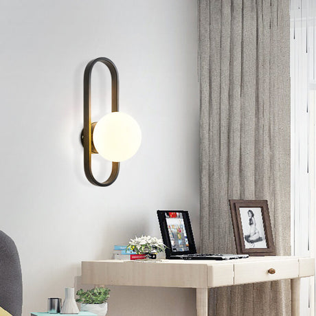 Modern Wall Sconce  Glass Globe Gold Arch Design - Detailed view