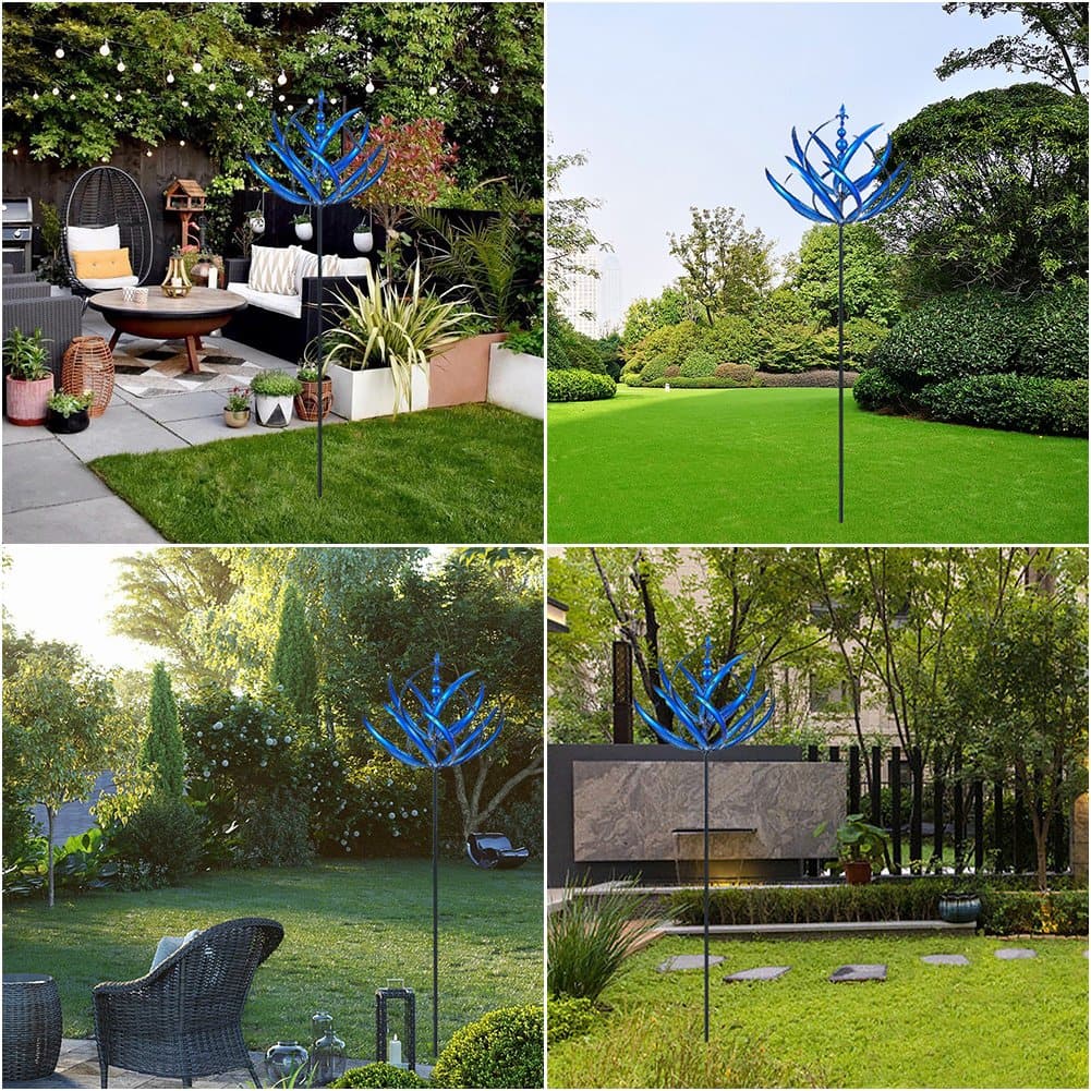 Kinetic Wind Spinner  Blue Metal Garden Art - Product example