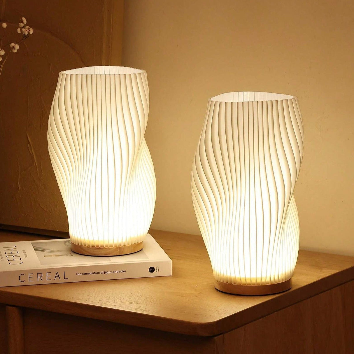 Modern Wave Table Lamp Pleated Shade Design - Product showcase