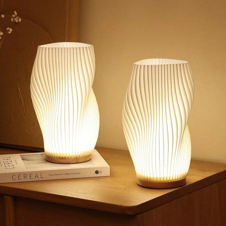 Modern Wave Table Lamp  Pleated Shade Design - Product showcase