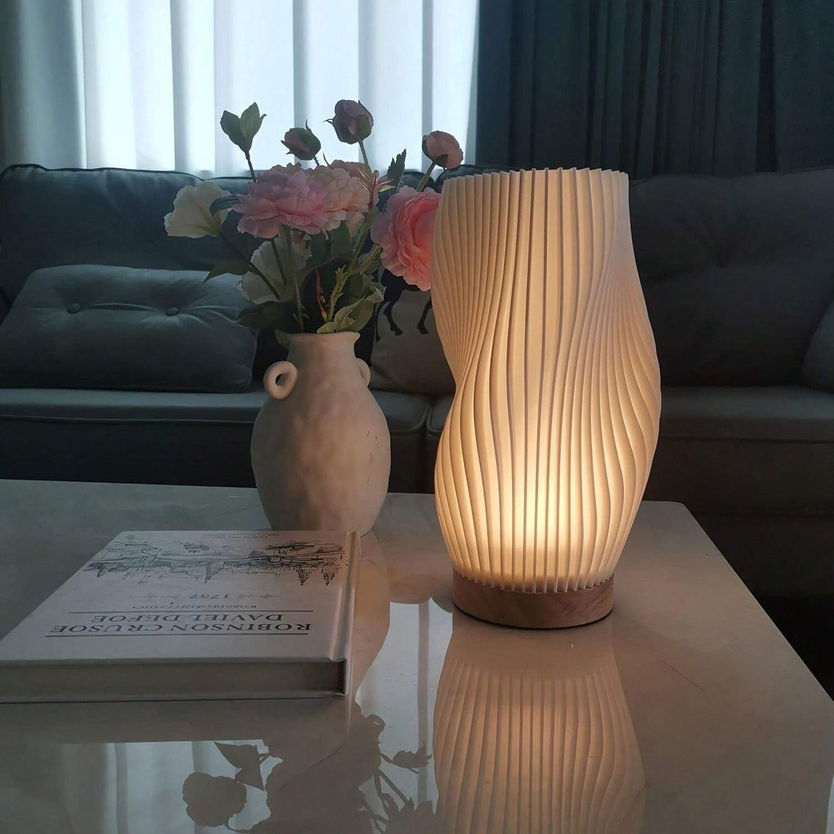 Modern Wave Table Lamp Pleated Shade Design - Product detail 12