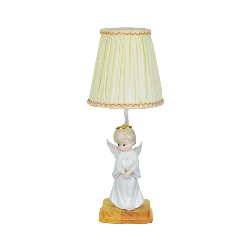 Classic Angel Table Lamp Pleated Shade With Gold Trim - Product example