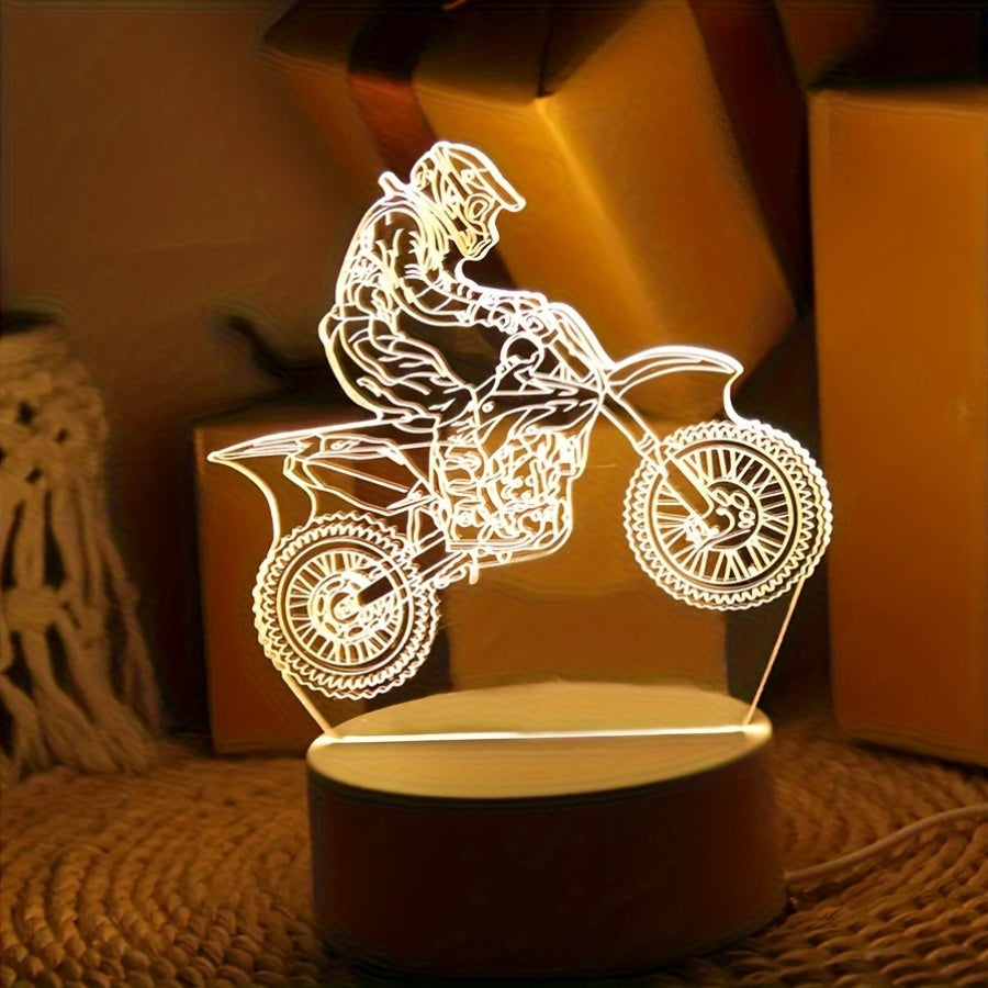 Motocross LED Night Light  3D Geometric Design - Product example