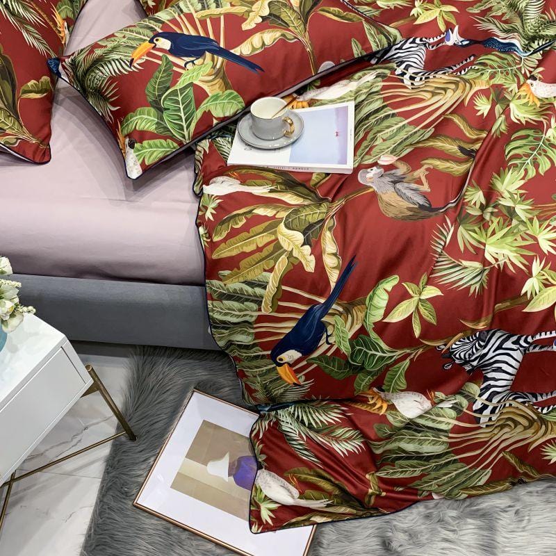 Tropical Cotton Duvet Set  Exotic Bird Paradise Print - Product detail 4