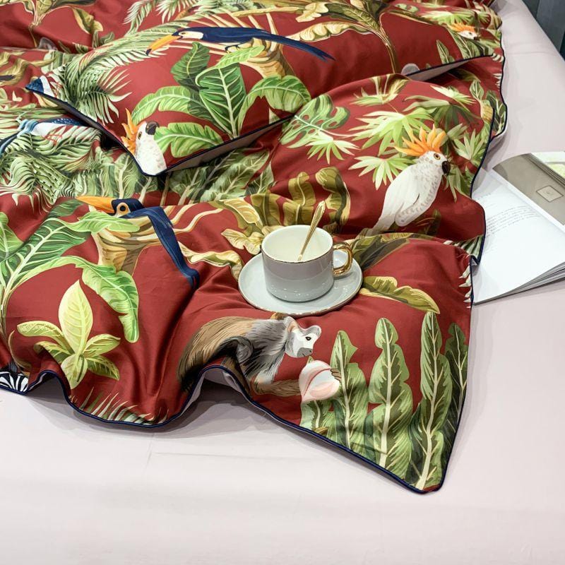 Tropical Cotton Duvet Set  Exotic Bird Paradise Print - Product detail 5